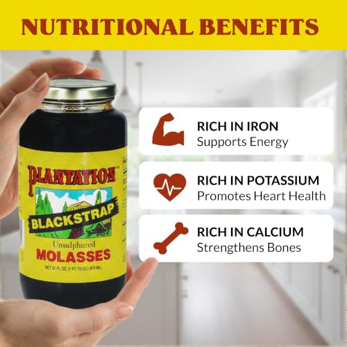 Plantation Blackstrap Molasses 31 oz – Unsulphured Blackstrap Molasses, Rich Natural Sweetener for Baking, BBQ, Baked Beans, Gingerbread & Beverages