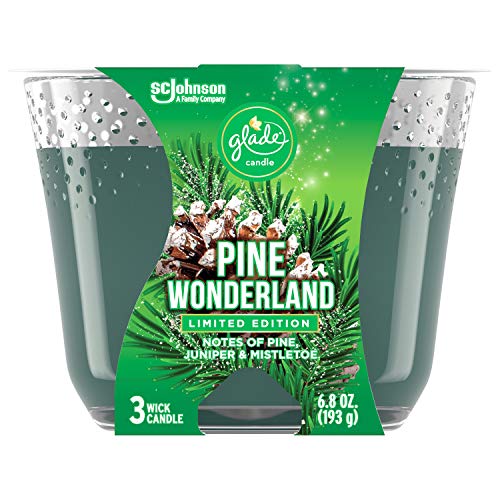 Glade Candle Pine Wonderland, Fragrance Candle Infused with Essential Oils, Air Freshener Candle, 3-Wick Candle, 6.8 Oz