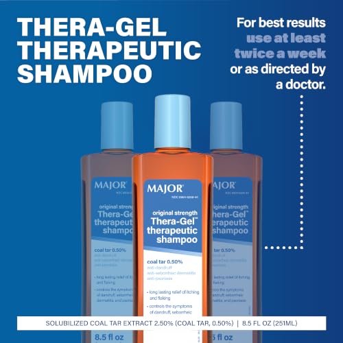 Major Thera-Gel Therapeutic Shampoo - Original Strength - Coal Tar 0.50% - Helps Control The Symptoms of Seborrheic Dermatitis, Psoriasis