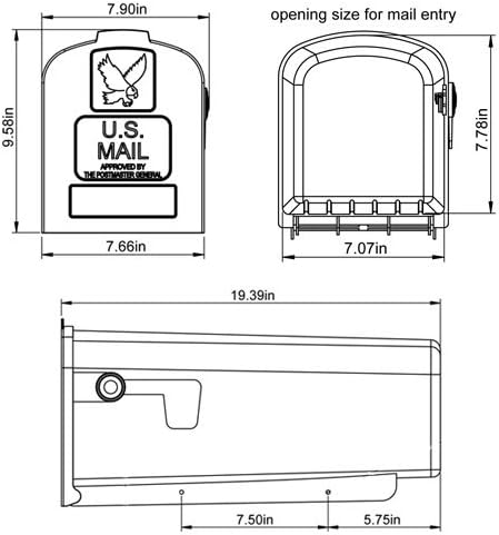 Gibraltar Mailboxes Parsons Medium Capacity Rust-Proof Plastic White, Post-Mount Mailbox, PL10W0201