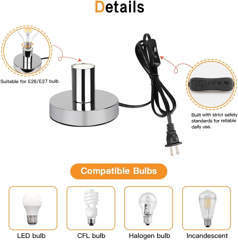 Helunsi Industrial Table Lamp Base, Black E26 E27 Lamp Base Without Shade
