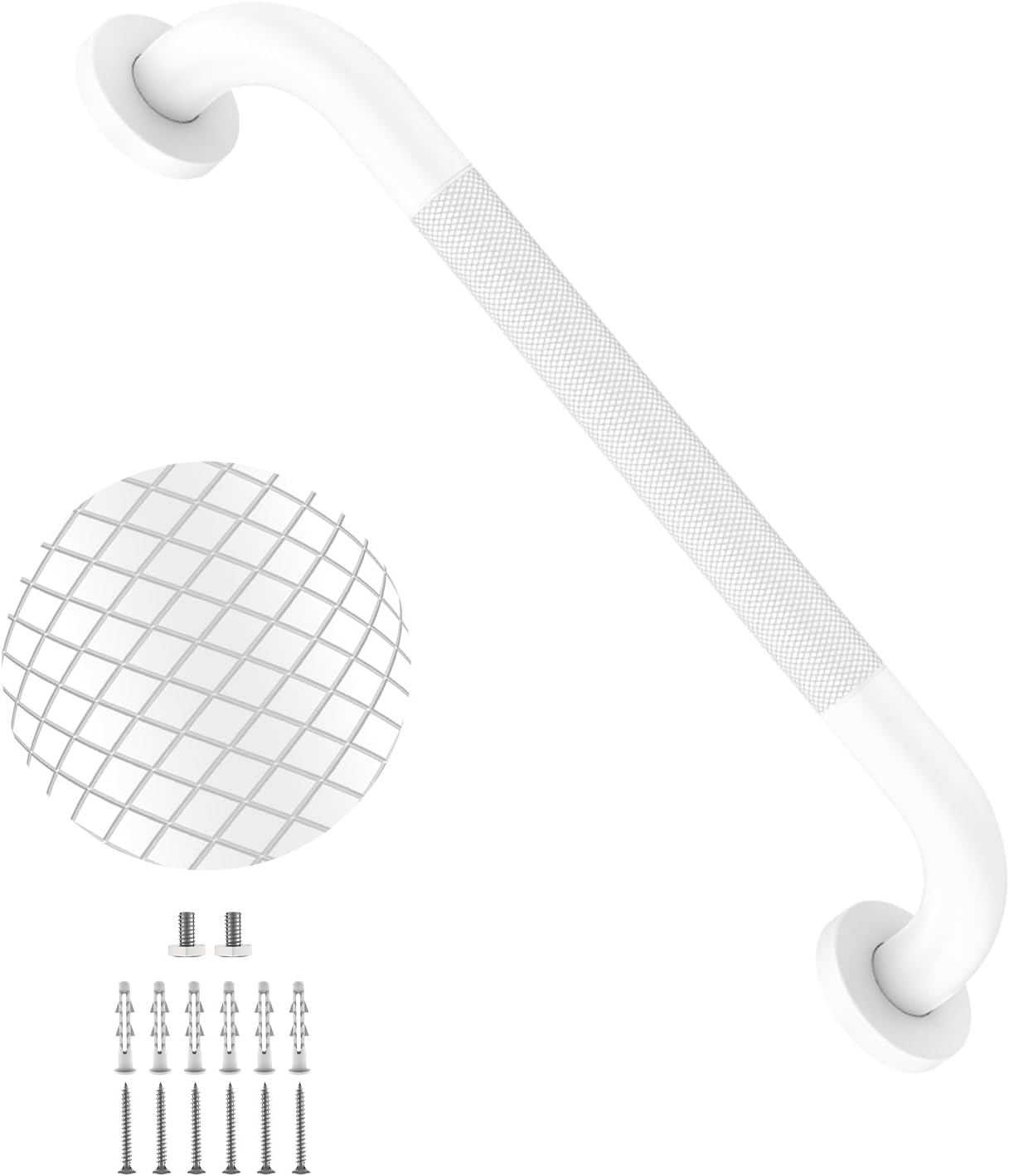 40 Inch Brushed Nickel Shower Grab Bar Anti-Slip Knurled Grip,Safety Handle | YuanDe 1.25" Diameter Stainless Steel Bathroom Grab Bars, Handicap Injury Elderly Senior Assist Support Shower Handle-2Packs