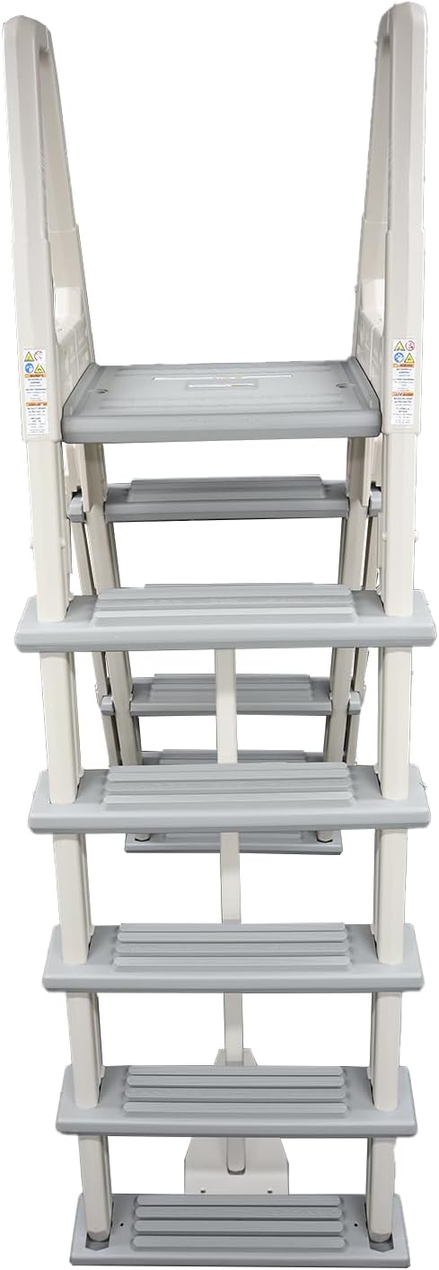 Confer Plastics 7000X Eliminator A-Frame Pool Ladder | Made in USA | Adjustable 48–54 in | Lockable Outer Steps | Heavy-Duty, Stable