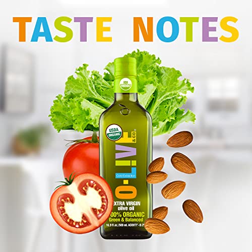 O-Live&Co. Premium USDA Organic Extra Virgin Olive Oil - First Cold Pressed EVOO - Phenolic Rich - Single Origin - Early Harvest - Versatile Oil Cooking & Dressing - 1L