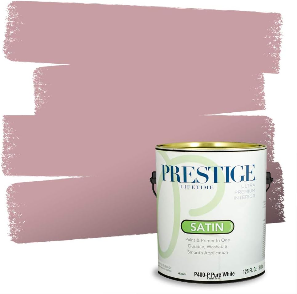 PRESTIGE E500-P-SW6303 Exterior Paint and Primer in One, 1-Gallon, Semi-Gloss, Comparable Match of Sherwin Williams Rose Colored, 1 Gallon, SW17-Rose