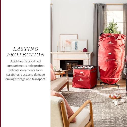 Balsam Hill Deluxe Rolling Ornament Chest - 120pc Christmas Decoration Storage with Dividers & Trays