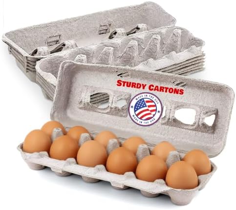MT Products Blank Natural Pulp Egg Cartons Holds Up to Twelve Eggs 11.50" x 4.2" x 1.25" - Perfect for Chicken Farm (Pack of 15) - Made in the USA