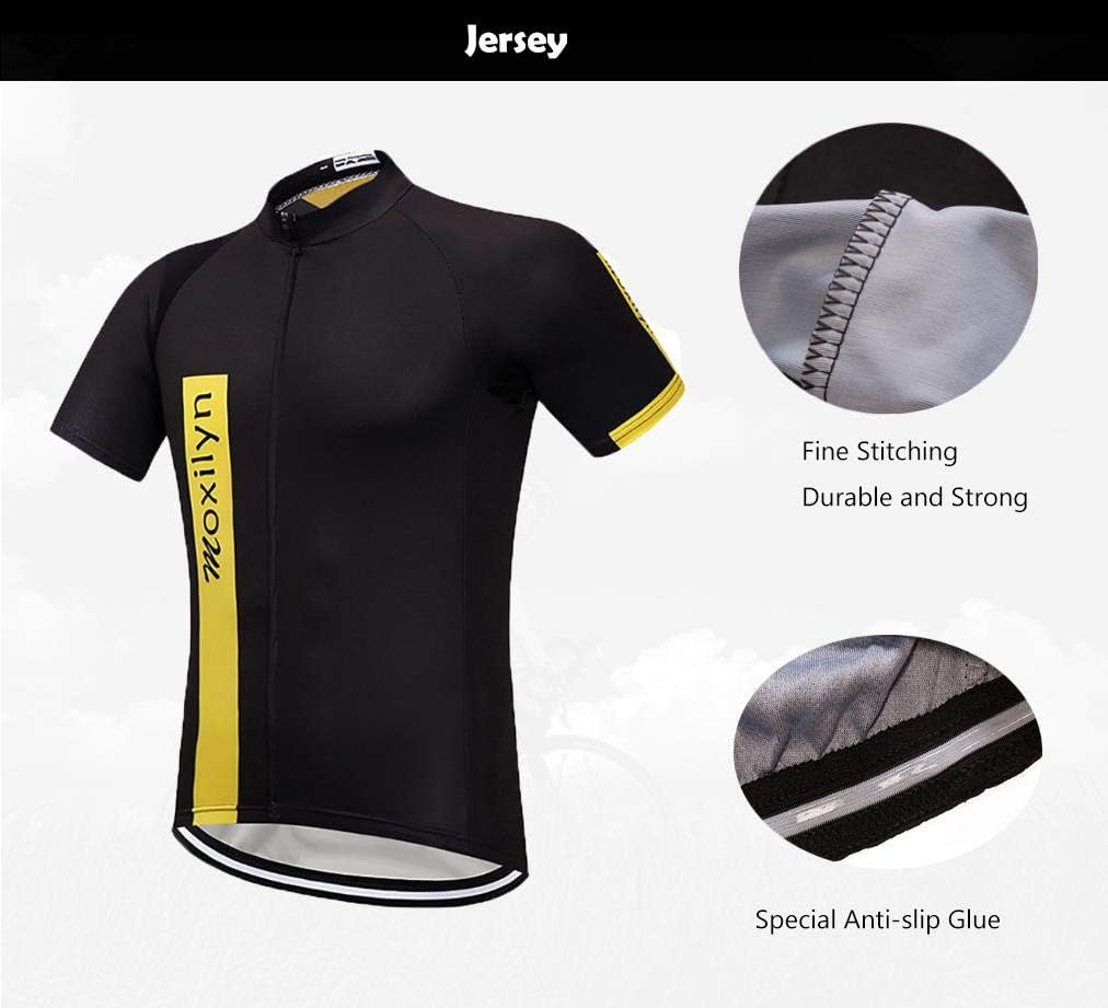Men's Quick-Dry Cycling Jersey Set Road Bike Bicycle Shirt + Bib Shorts with 9D Gel Pad MTB Riding Clothing Kit