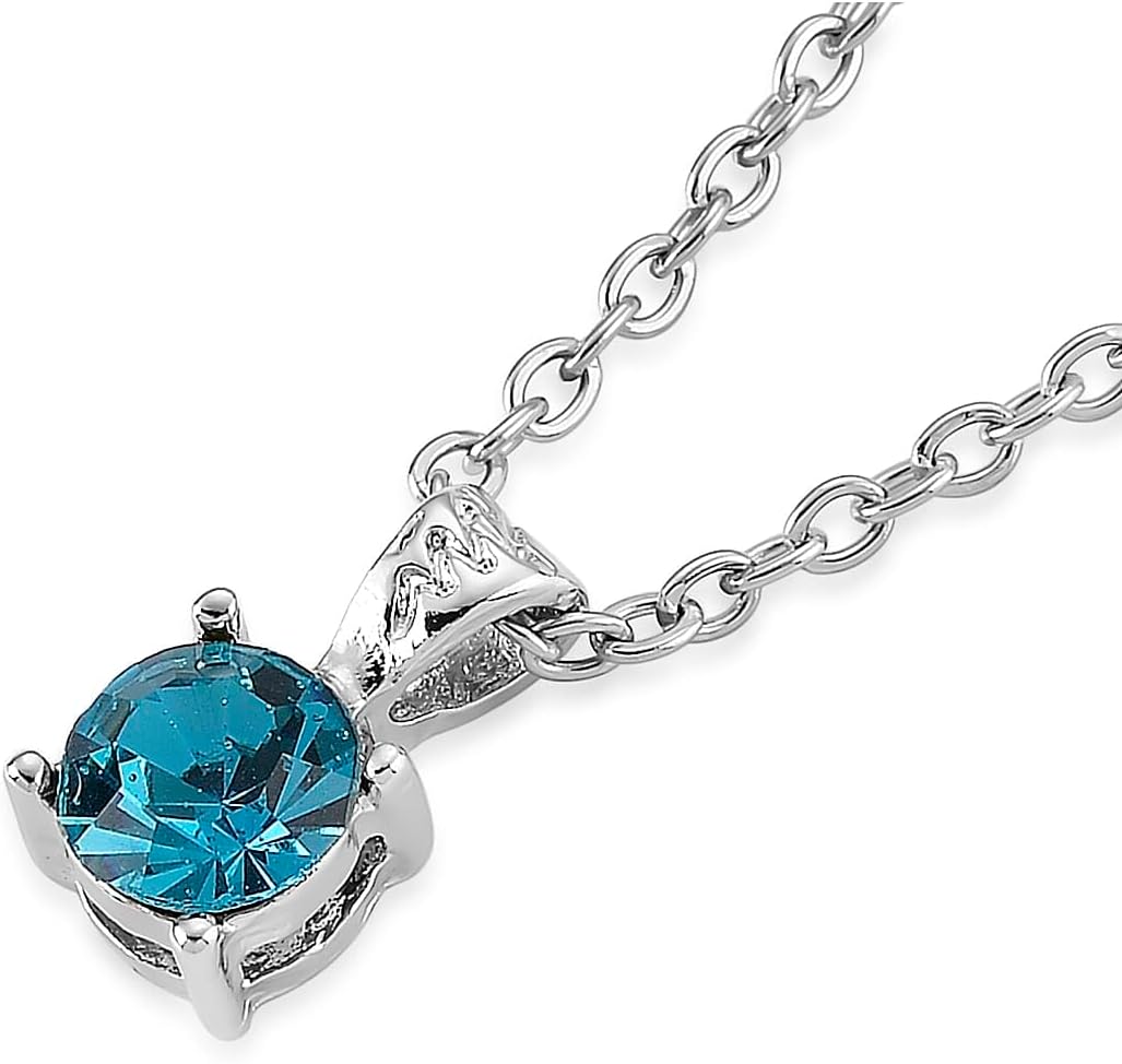 Multi Color Crystal 4pcs 1pc Mirror Pendant Necklace 20"in Silvertone