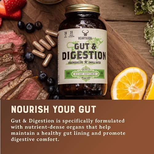 HEART & SOIL Gut & Digestion Supplement, 180 Capsules