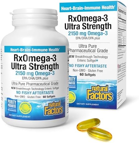 Natural Factors RxOmega-3 Ultra Strength - Dietary Supplement for Brain & Heart Health Support - Eye Health Supplement with EPA & DHA - Supplement with Omega-3 Fatty Acids - 150 Softgels (75 Servings)