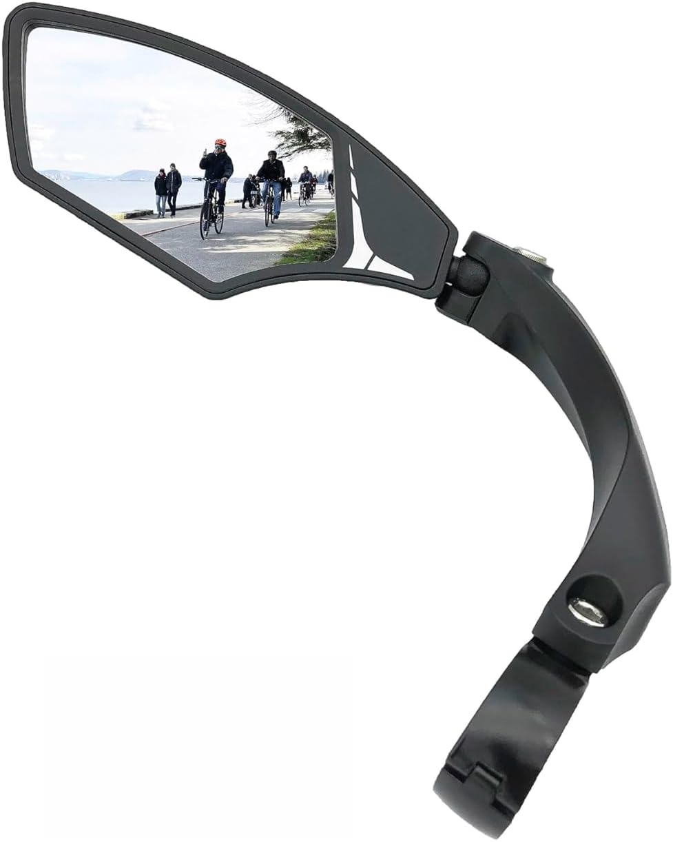 Hafny Handlebar Bike Mirror – HD Glass, Wide Angle, Adjustable 360° Rear View – Shatterproof, Anti-Glare, Premium, MTB, E-Bike, and Commuter Cycling Safety, HF-MR095 (Silver Left)