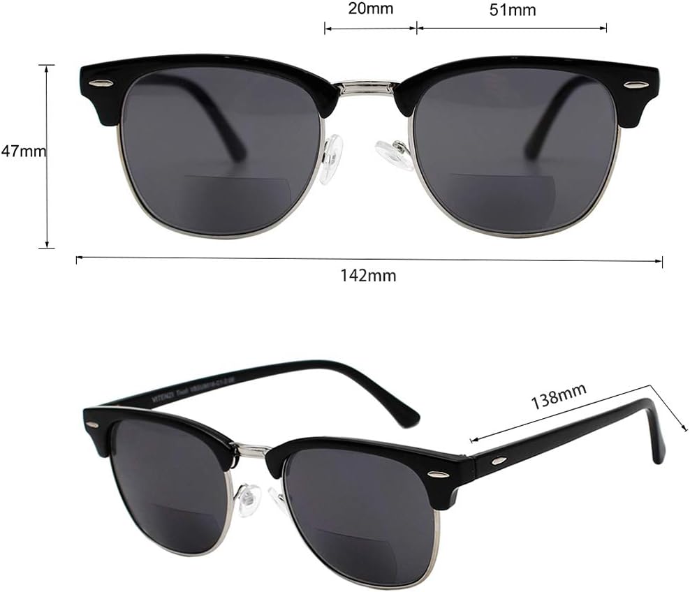 VITENZI Bifocal Sunglasses for Men Women Semi Rimless Reading Sun Tinted Glasses with Readers - Tivoli