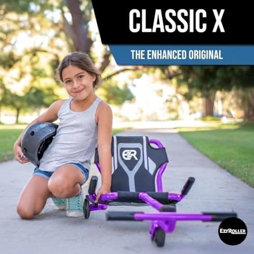 EzyRoller Classic X Ride On Toy for Kids, Ages 3-12, Up to 154 lbs - Black