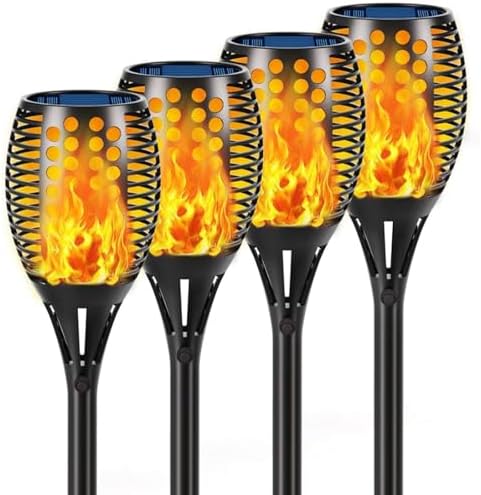 Aityvert Flickering Flame Solar Torch Lights Outdoor, 43" Tall, 2 Pack | Realistic 96-LED Flame Effect,Higher & Larger,IP65 Waterproof, Landscape Decoration Auto On/Off for Patio, Garden,Pathway