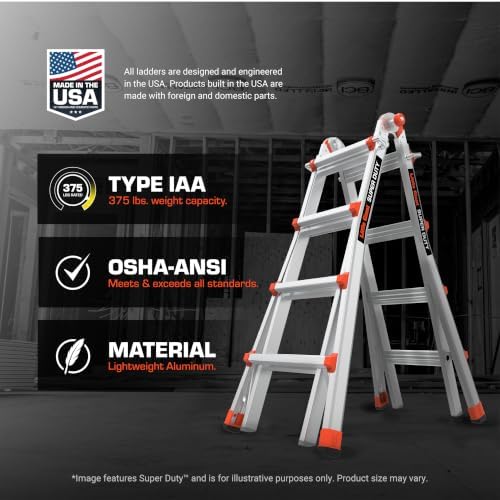 Little Giant Super Duty, 22 ft Multi-Position Ladder, 10403 | Aluminum Multi-Position Ladder, Type IAA 375 lbs. Weight Rating