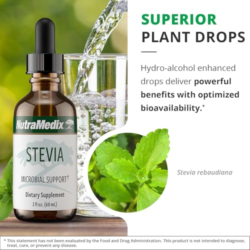 NutraMedix Stevia - Bioavailable Liquid Stevia Leaf Extract Drops for Microbial Support - Sugar Alternative with Microbial Support Properties - Low-Carb, No Added Sugar (1 oz / 30 ml)
