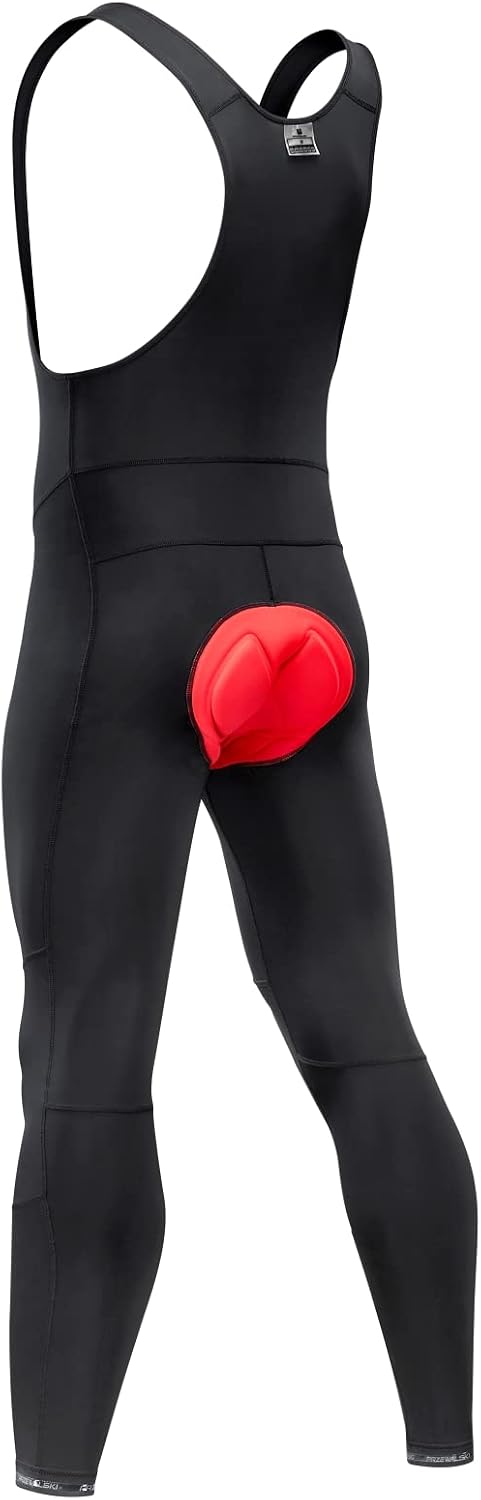 Przewalski Men's Cycling Bib Pants 4D Padded Bike Thermal Bib Tights Black