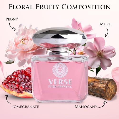 Verse Pink Crystal Eau De Parfum for Woman - Top Notes of Pomegranate, Yuzu & Iced Accord - Base Notes of Peony, Lotus, Magnolia, Amber