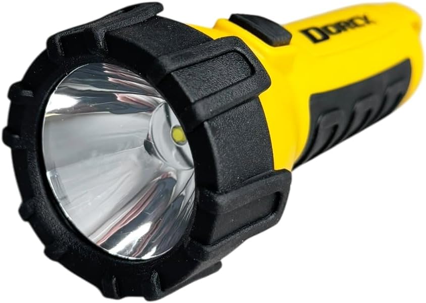 Dorcy 41-2521 Water Resistant Battery Powered Floating LED Flashlight with Carabiner Clip, Ideal for Camping and Outdoors, Bright Yellow