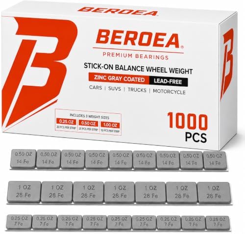 OCTOPUS BEROEA 500Pcs Zinc Black Coated Stick-On Balance Wheel Weight Lead-Free Cars SUVs Trucks Motorcycle Wheel Balancers w/Wider and 3M Tape 1oz