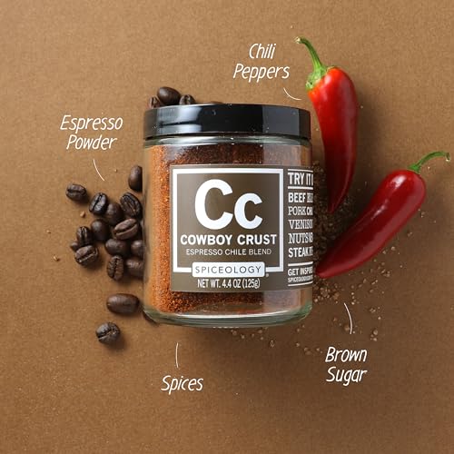 Spiceology Cowboy Crust Espresso Chile Seasoning, 4.4 oz | Bold Coffee Spice Blend & Dry Rub For Beef Brisket, Pork Chops, Steak, Chicken Thighs & Ribs