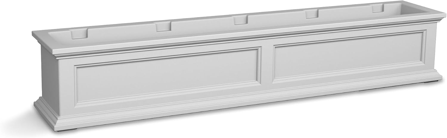 Mayne Fairfield 48in Self-Watering Rectangular Window Box Planter, Black | Self-watering, All season, Fade resistant, Mounting brackets included, Built-in overflow, 15-year warranty