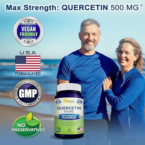 Quercetin 500mg Supplement - 200 Capsules - Dihydrate Powder Complex Pills | Max Strength Quercetin Dihydrate Supplements to Support Cardiovascular Health & Help Improve Immune Response