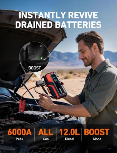 AstroAI S8 Air Jump Starter with Air Compressor, 3000A Peak Car Battery Jump Starter Portable (9.0 Gas/6.5L Diesel) with 150PSI Cordless Auto-Shutoff Tire Inflator, 12V Battery Charger Booster(Orange)