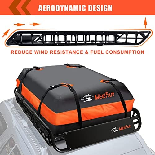 Roof Rack Rooftop Cargo Carrier Basket 65"*39"*6"+Waterproof Bag 20 Cu.Ft. | Roof Basket include Cargo Net with Hooks,Ratchet Straps,Combination Lock|200 Lbs Capacity,Universal Rooftop Large Roof Rack