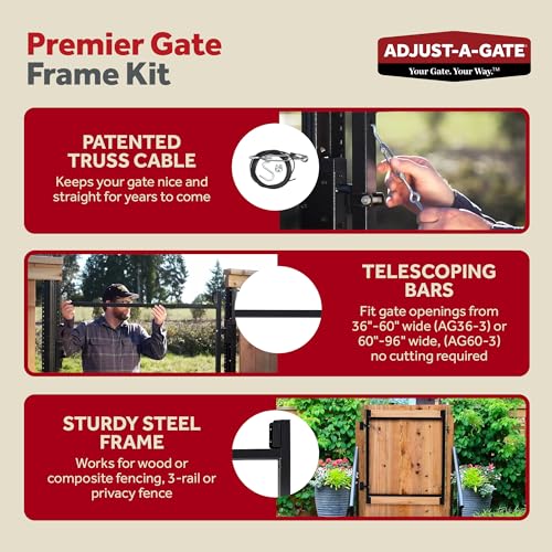 Adjust-A-Gate Steel Frame Anti Sag Adjustable Gate Building Kit 60 Inches to 96 Inches and 36 Inches to 60 Inches Set