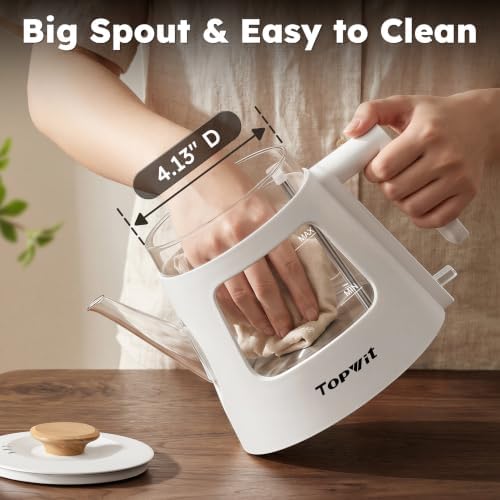 TOPWIT 2.0L Glass Electric Kettle, Hot Water Boiler, BPA-Free