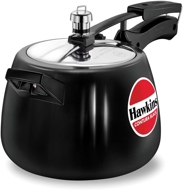 Hawkins 3.5 Litre Contura Black Pressure Cooker, Hard Anodised Inner Lid Cooker, Handi Cooker, Black (CB35)