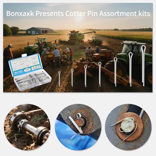 50 Pcs Cotter Pins Assortment Kit R Clips retaining pin | Heavy Duty R Clips Hardware Pins, 5 Sizes Spring Fasteners, Hitch Pin for Trailer Locking