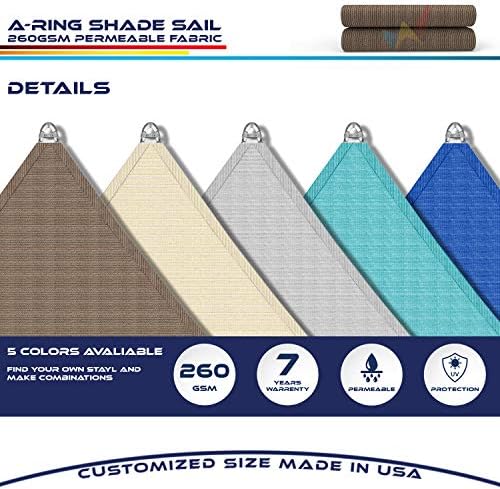 Windscreen4less 24' x 24' Sun Shade Sail with A-Ring Wire Rope Rectangle Outdoor Shade Cover for Deck Backyard Patio Garden (Brown)