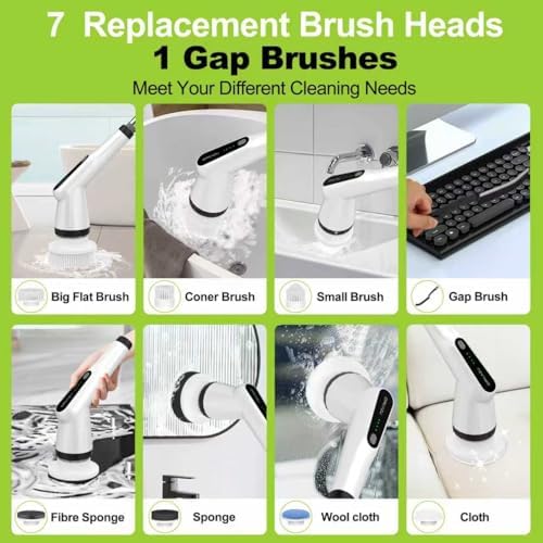 Dreazu Electric Spin Scrubber, 10-in-1 Shower Scrubber & Retractable Long Handle