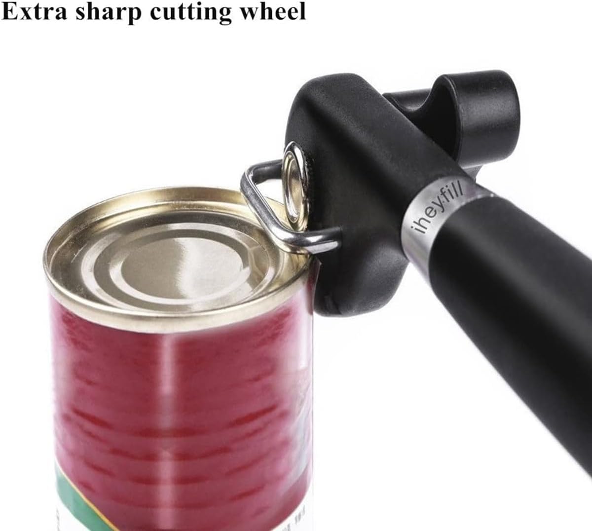 Safety Manual Can Tin Opener, Stainless Steel Ergonomic Anti Slip Design with Smooth Edge Side Cut No Sharp Cuts Can Opener