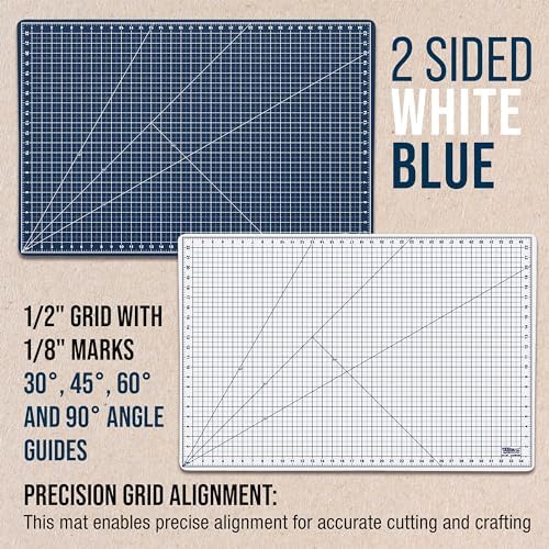U.S. Art Supply 24" x 36" Self-Healing Cutting Mat 5-Ply - Double-Sided White/Blue Craft Mat, Non-Slip Cutting Mats for Crafts, Sewing, Quilting, Scrapbooking | Double-Sided White/Blue Craft Mat, Non-Slip Cutting Mats for Crafts, Sewing, Quilting, Scrapb…