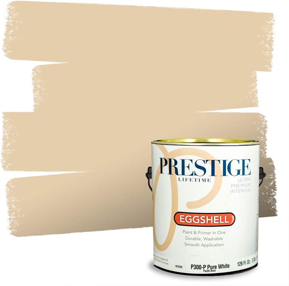 PRESTIGE Paints Exterior Paint and Primer In One, 1-Gallon, Satin, Comparable Match of Sherwin Williams* Relaxed Khaki*