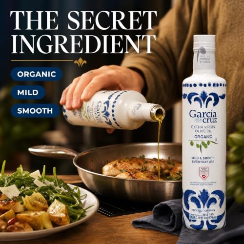 GARCÍA DE LA CRUZ - Organic Extra Virgin Olive Oil, Cooking Oil, Olive Variety, Smooth Body, Origin Spain, Montes de Toledo, Packed in Tins - 3L