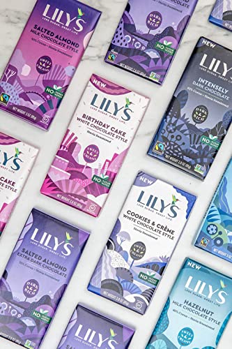 LILY'S Cookies and Creme White Chocolate Style No Sugar Added, Sweets Bars, 2.8 oz (12 Count)