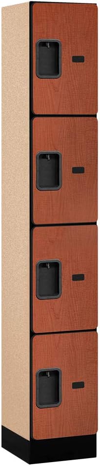 Salsbury Industries Four Tier Designer Wood Locker, Mahogany, 6' 3" x 18"