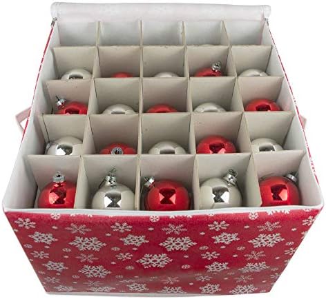 DII Christmas Storage Containers Collection Zippered with Dividers, Ornament; Large, 16x16x13, Snowflakes