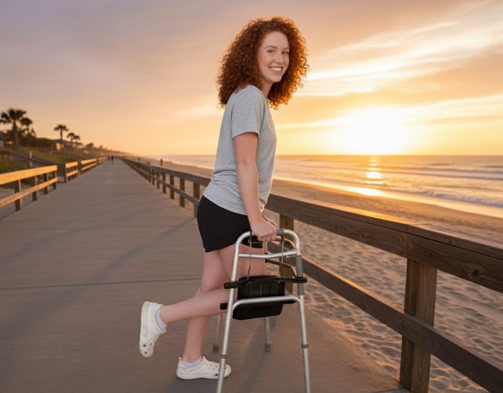 Rehabilitation Advantage Walker Knee and Leg Support for Adults, Black