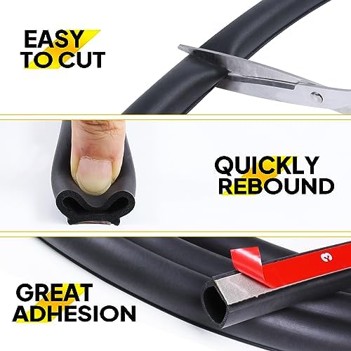 D-Shape Heavy Duty Weather Stripping 1/2"×7/16" Rubber Seal Weatherstrip Hollow with Bulb Door Gasket Strip(Self-Adhesive) for Automotive Truck RV
