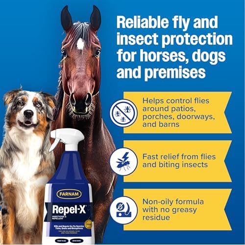 Farnam Repel-X Ready-to-Use Horse Fly Spray for Horses, 32 Fl Oz | Insect Control with Permethrin: Repel-X helps protect horses against barn flies