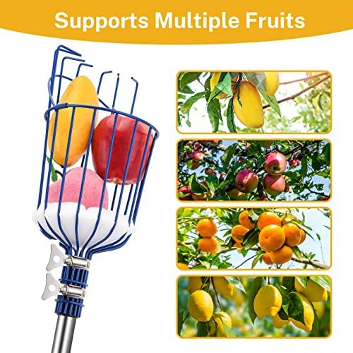 Oak Leaf Fruit Picker Pole with Basket, 13 FT Length Adjustable