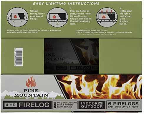 Pine Mountain Traditional 2-Hour Firelogs, Long Burning Fire Log 6 Pack