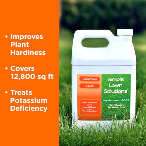 Simple Lawn Solutions - High Potassium Lawn Food Liquid Fertilizer 0-0-25 - Concentrated Spray - Turf Grass Vigor and Plant Hardiness - Summer and Fall - Any Grass Type (32 Ounce)