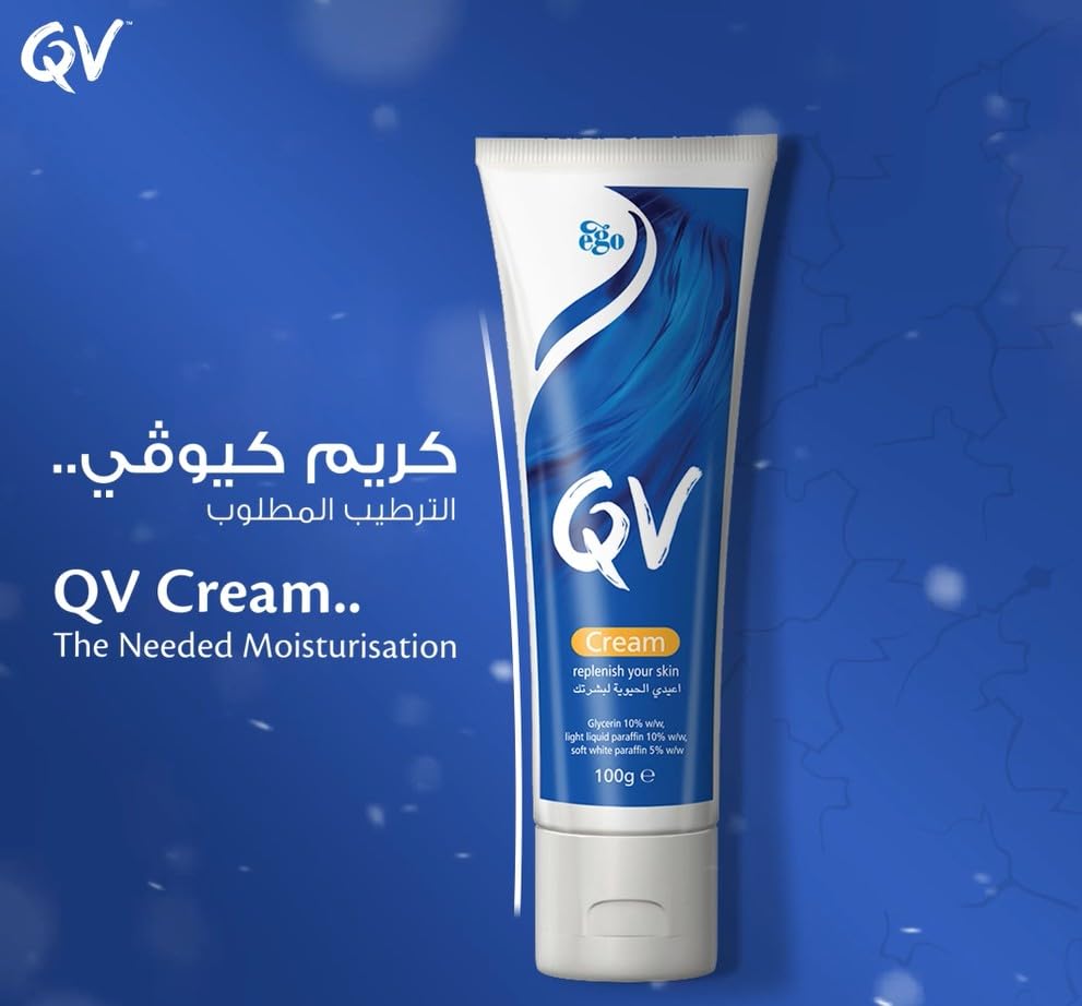 QV Cream with 10% Glycerin (100g) Rich Protective Moisturiser for Sensitive, Dry Skin, Fragrance Free, Noncomedogenic Body Cream